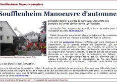 Manoeuvre des pompiers de Soufflenheim au Moulin Fritz