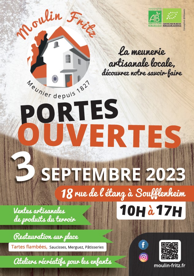 Flyer Portes Ouvertes Moulin Fritz septembre 2023